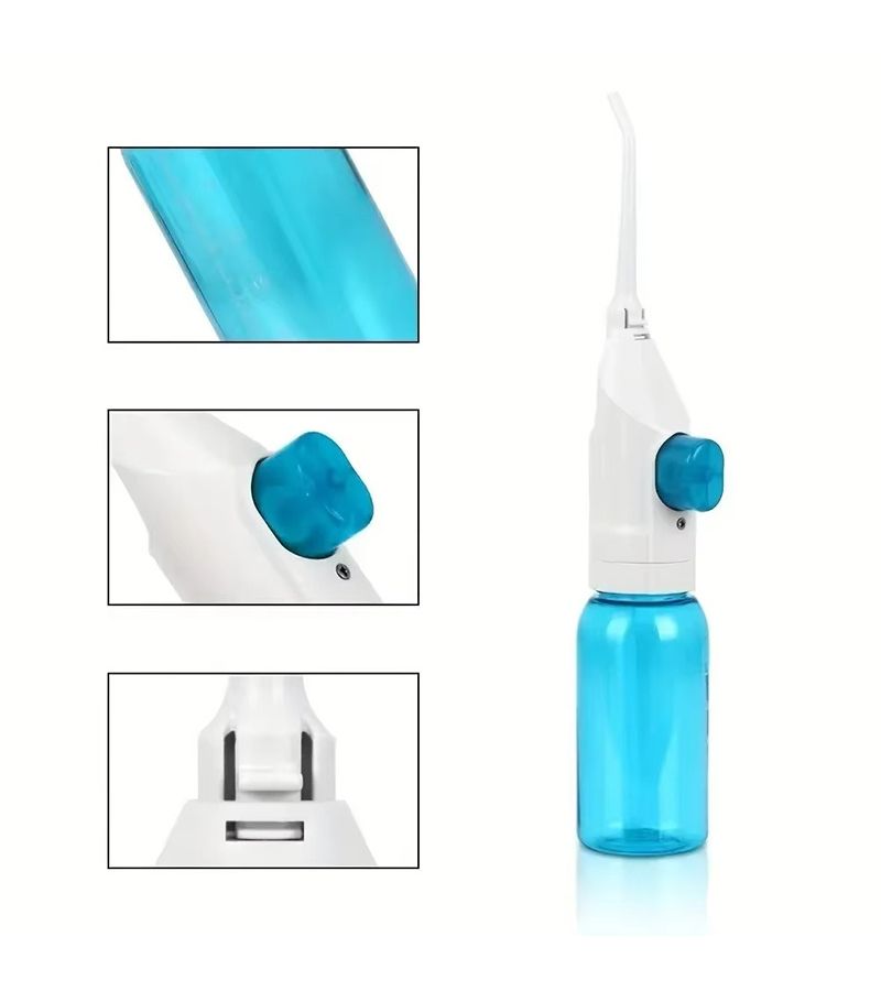 2pcs Black And Blue Manual High Pressure Oral Irrigator Portable Water Flosser Dental Cleaner - Image 2