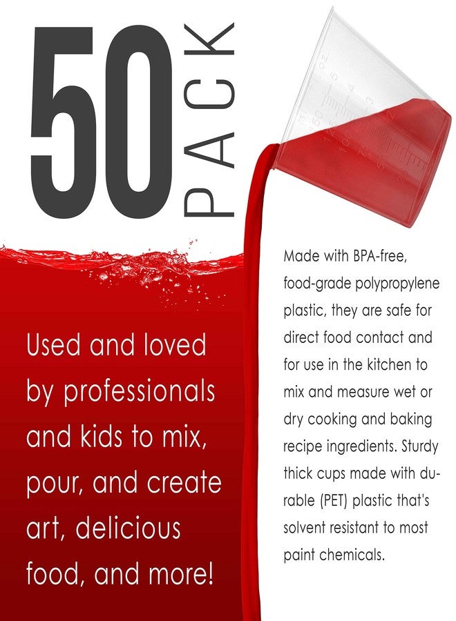 Pouring Masters أكواب قياس السوائل من بورينغ ماسترز، سعة 150 مل (5 أونصة) - أكواب بلاستيكية مدرجة (عبوة من 50 كوبًا) مع 25 عصا - أكواب خلط قابلة لإعادة الاستخدام للطلاء، والحرف اليدوية، والمطبخ، والمختبر، واللوازم الطبية، وراتنج الإيبوكسي، والفنون - Image 4