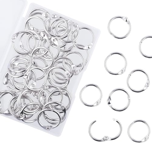 AKONEGE 075 Inch Loose Leaf Binder Rings 50 Pack Small Office Book Rings Nickel Plated Steel Binder Rings Keychain Key Rings Metal Book Rings Index Card Rings Silver for School Home Office - Image 1