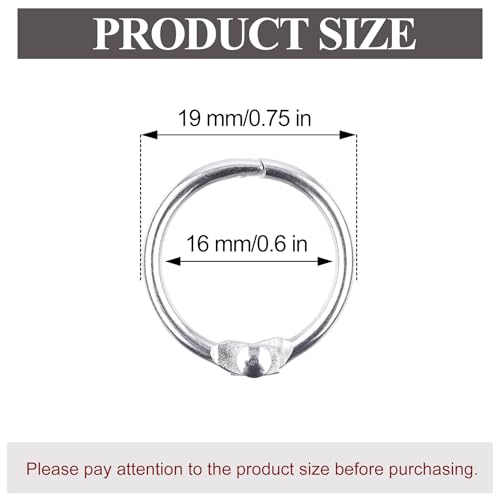 AKONEGE 075 Inch Loose Leaf Binder Rings 50 Pack Small Office Book Rings Nickel Plated Steel Binder Rings Keychain Key Rings Metal Book Rings Index Card Rings Silver for School Home Office - Image 3