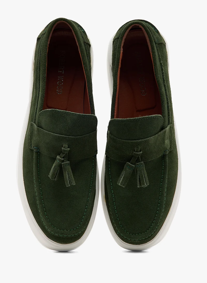 Robert Wood Genuine Leather Suede Casual Loafer Slip Ons