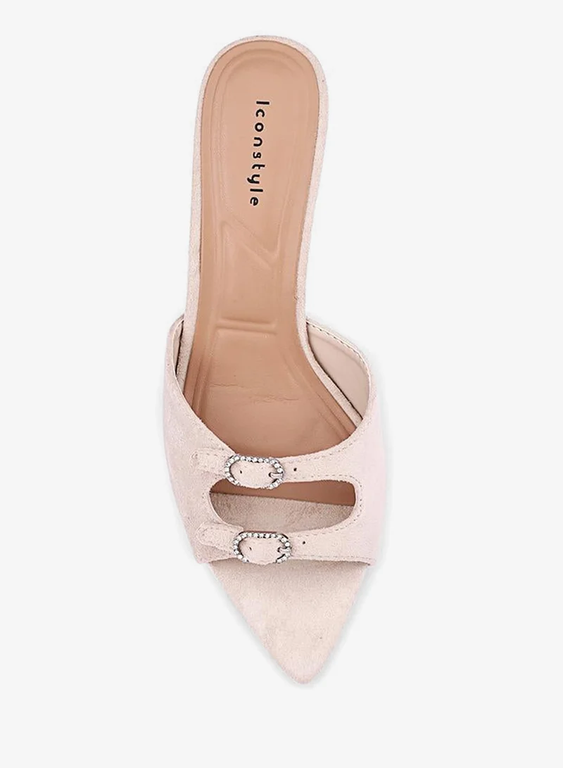 Iconstyle Beige Suede Classic & Elegant Heel Slipper for Women | Best Price UAE