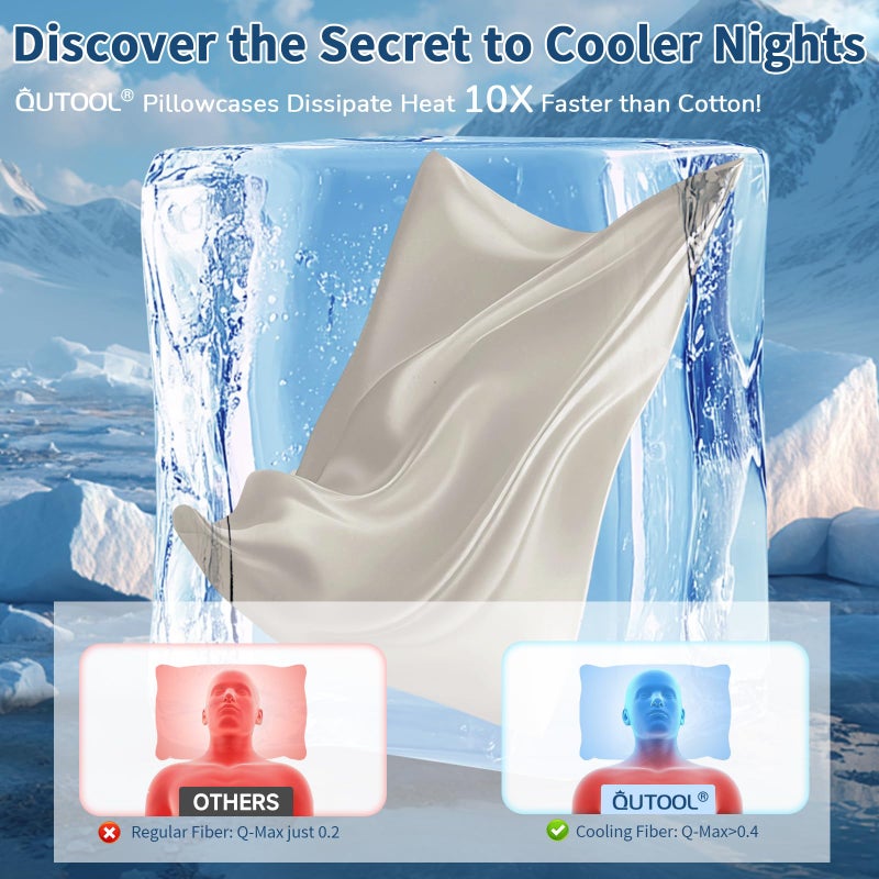 QUTOOL Premium Cooling Pillowcases Queen Size Set of 2 for Hot Sleeper&Night Sweats Beauty Sleep Reduces Wrinkles&Frizz Softer Than Silk Pillow Cover Oeko-TEX Certified Champagne Breathable - Image 2