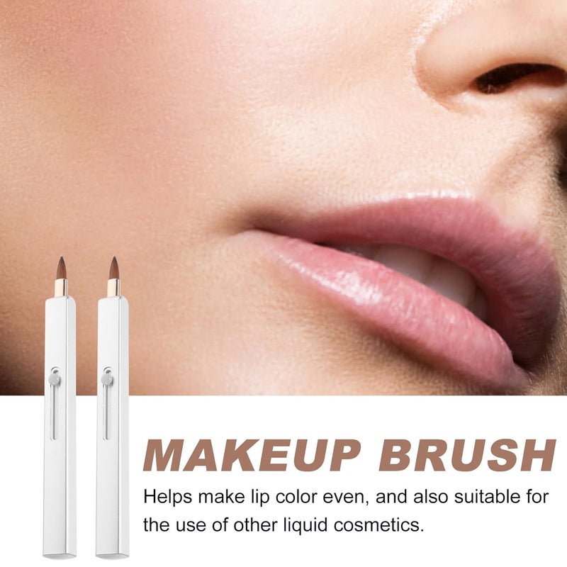 Healeved 2pcs Retractable Lipstick Brush Set with Cap, Small Single-head Lip Gloss Applicator and Concealer Brush for Precise Lip Makeup and Travel Use - Image 3