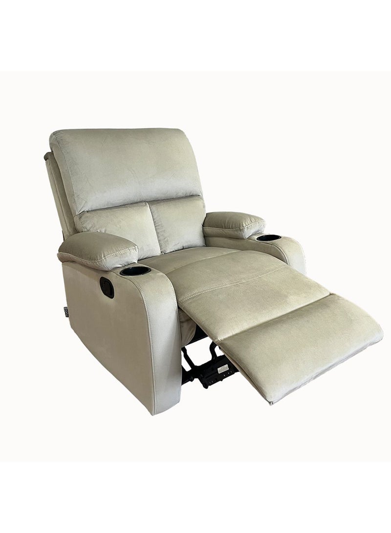 DANUBE HOME كرسي استرخاء قماش إليانا مع حامل أكواب | تصميم حديث كرسي واحد مريح | أثاث غرفة معيشة مريح L81xW94xH97cm - كاكي - Image 4