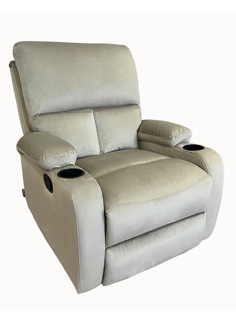 DANUBE HOME كرسي استرخاء قماش إليانا مع حامل أكواب | تصميم حديث كرسي واحد مريح | أثاث غرفة معيشة مريح L81xW94xH97cm - كاكي - Image 3