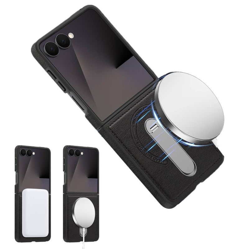 MagSafe Drop Protection TPU + PC Case for Samsung Galaxy Z Flip 5 and Kickstand in Black for On The Go Carry - Image 4