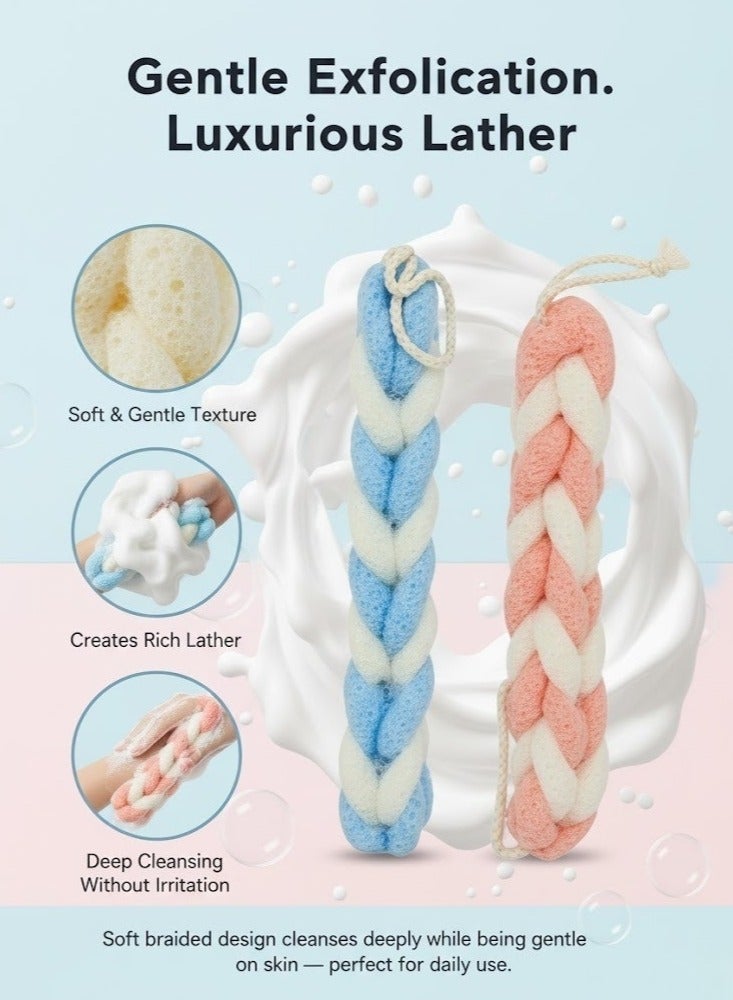 Lukadah Long Stretch Back Scrubber for Shower – Exfoliating Bath Loofah Body Sponge with Rope Handles, Soft Mesh Luffa for Deep Cleaning & Body Scrub, for Men & Women, Perfect For All Skin Types – Multicolor - Image 2