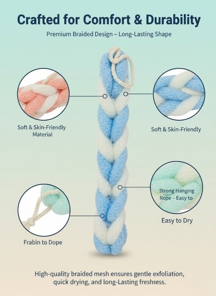 Lukadah Long Stretch Back Scrubber for Shower – Exfoliating Bath Loofah Body Sponge with Rope Handles, Soft Mesh Luffa for Deep Cleaning & Body Scrub, for Men & Women, Perfect For All Skin Types – Multicolor - Image 4