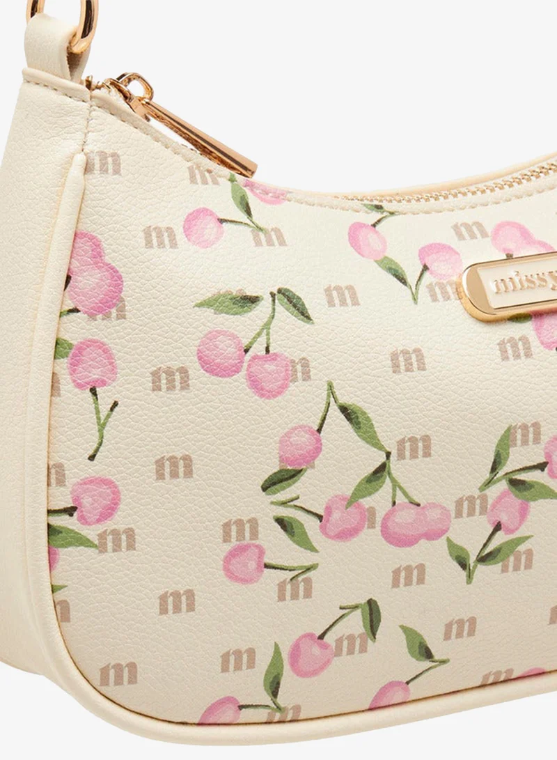 MISSY BEIGE Cherry Print Shoulder Bag With Detachable Strap for Women | Best Price UAE