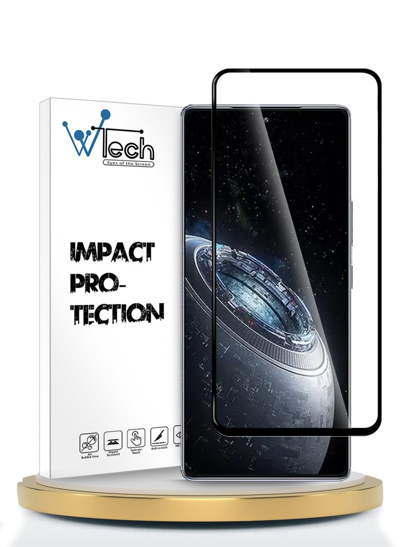 Wtech Infinix GT 20 Pro 5G 2024 Premium E2E Full Glue Full Cover Tempered Glass Screen Protector (MSGECN) - Clear/Black - Image 1