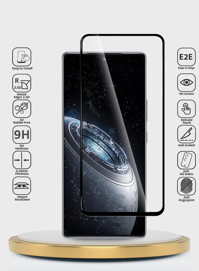 Wtech Infinix GT 20 Pro 5G 2024 Premium E2E Full Glue Full Cover Tempered Glass Screen Protector (MSGECN) - Clear/Black - Image 2