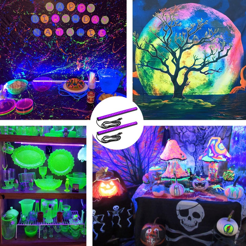 CICINY Black Light Bar 10W UV Blacklight Strip for Glow Party: 1ft USB Portable LED Party Supplies for Body Paint Stage Fluorescent Tapestry Poster Halloween Club Bedroom Cabinets Decor Urine Detect 2 Pack - Image 4