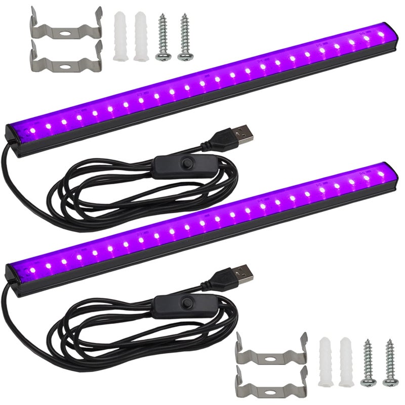 CICINY Black Light Bar 10W UV Blacklight Strip for Glow Party: 1ft USB Portable LED Party Supplies for Body Paint Stage Fluorescent Tapestry Poster Halloween Club Bedroom Cabinets Decor Urine Detect 2 Pack - Image 1