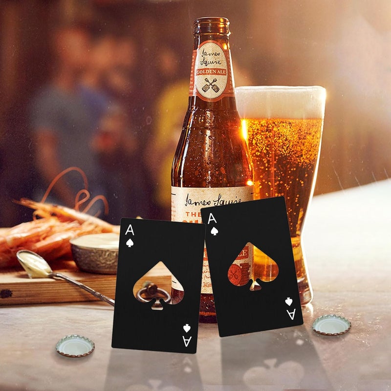 Airoads Ace Of Spades Bottle Opener Credit Card Size Pocker Cap Opener Portable Stainless Steel Can Opener (4 Pack Black) - Image 3
