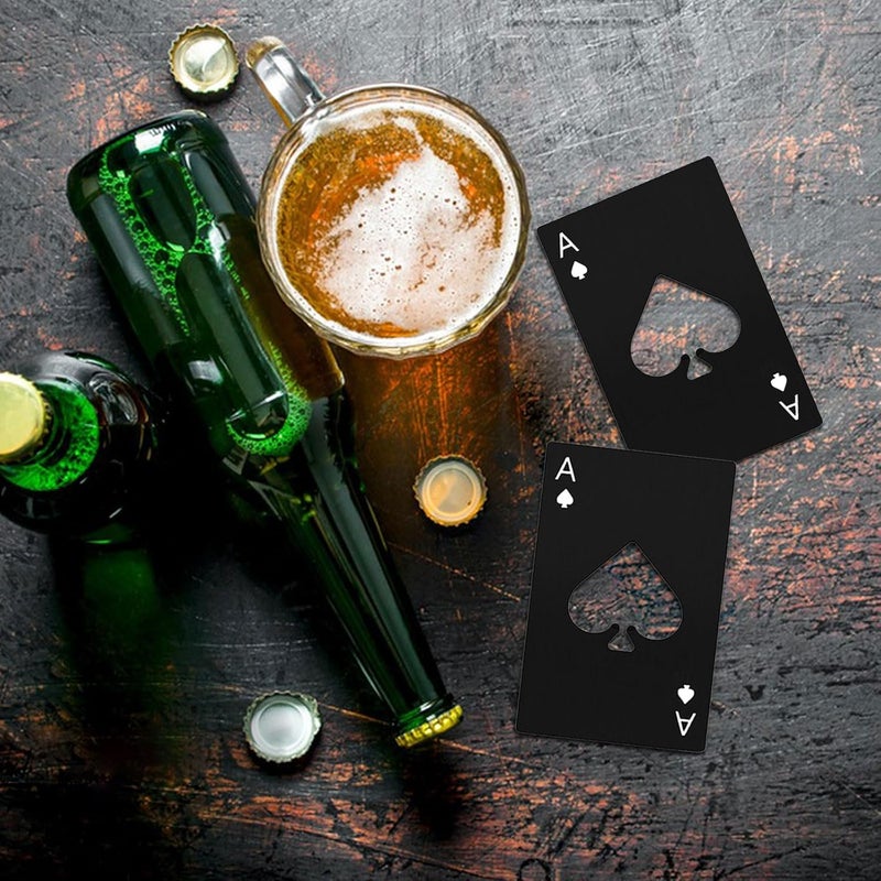 Airoads Ace Of Spades Bottle Opener Credit Card Size Pocker Cap Opener Portable Stainless Steel Can Opener (4 Pack Black) - Image 5