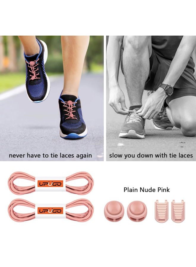 UpUGo Pack of 3 Shoelaces No Tie Shoelaces Elastic Shoelaces One Size Fits Adults and Kids, Regular Nude Pink, 1 Pair - Image 2
