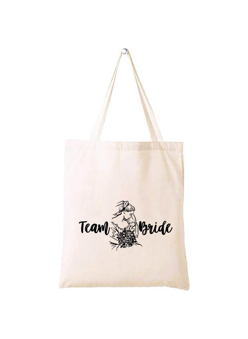 PRINTSHOP4ME Team Bride Bachelorette Party Favor Cotton Tote Bags For The Wedding Party-Bridesmaid Gift Bags With Fun Team Bride Designs-Bachelorette Party Supplies - Image 1