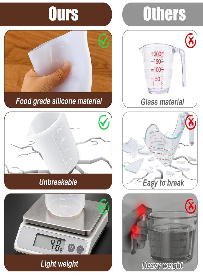 Juome 6PCS Silicone Measuring Cups for Melting Chocolate - Silicone Chocolate Melting Cup Set with 100/250/350ml Capacity, Dishwasher Safe, Baking Supplies Accessories for DIY Chocolate Molds - Image 5
