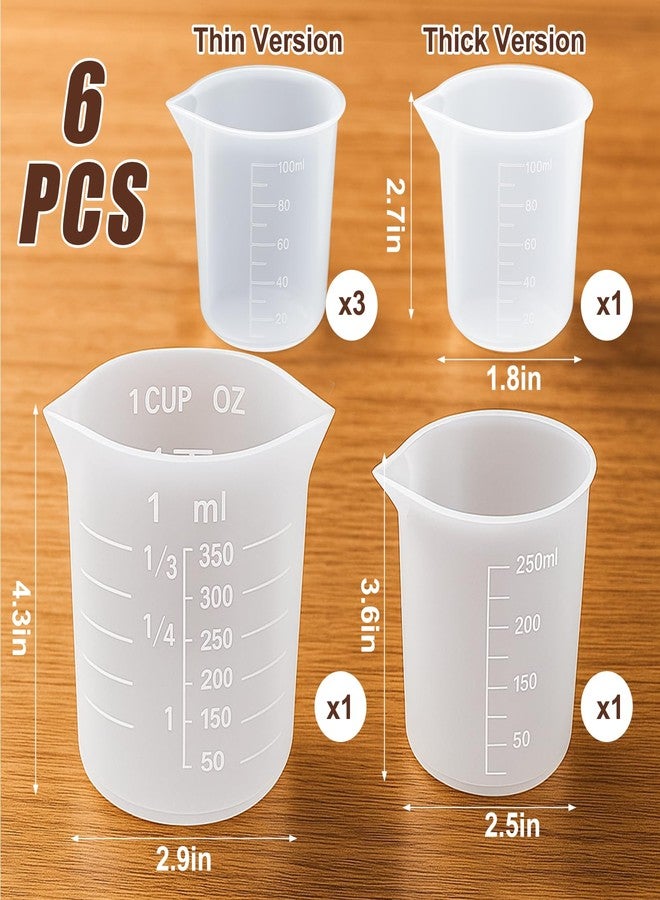 Juome 6PCS Silicone Measuring Cups for Melting Chocolate - Silicone Chocolate Melting Cup Set with 100/250/350ml Capacity, Dishwasher Safe, Baking Supplies Accessories for DIY Chocolate Molds - Image 2