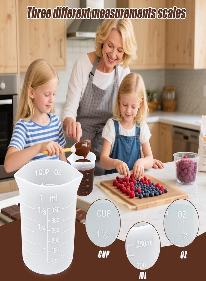 Juome 6PCS Silicone Measuring Cups for Melting Chocolate - Silicone Chocolate Melting Cup Set with 100/250/350ml Capacity, Dishwasher Safe, Baking Supplies Accessories for DIY Chocolate Molds - Image 4