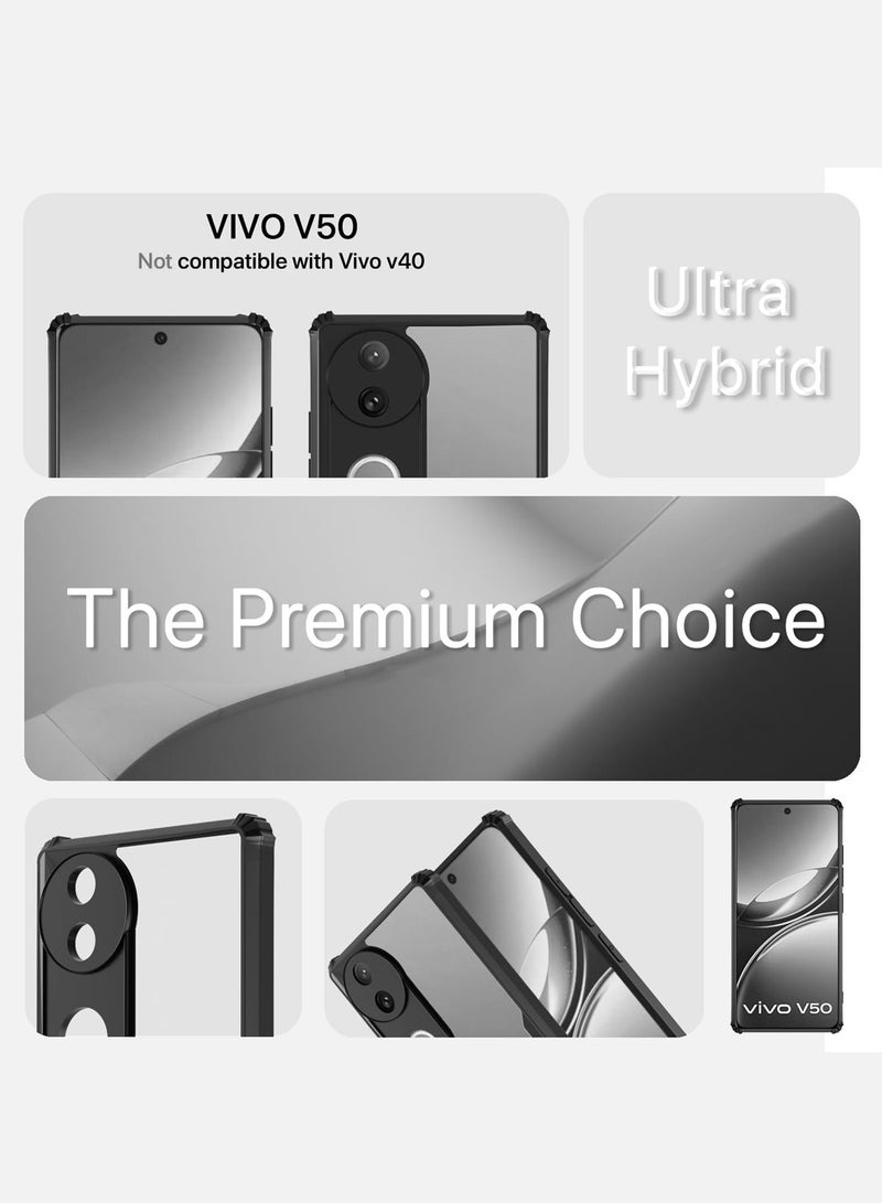 Wtech vivo V50 5G 2025 Hybrid TPU Silicone with Raised Armour Bumpers Slim Case Cover - Clear/Black - Image 2