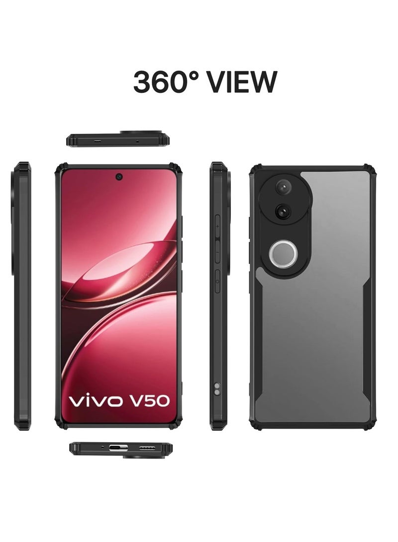 Wtech vivo V50 5G 2025 Hybrid TPU Silicone with Raised Armour Bumpers Slim Case Cover - Clear/Black - Image 3
