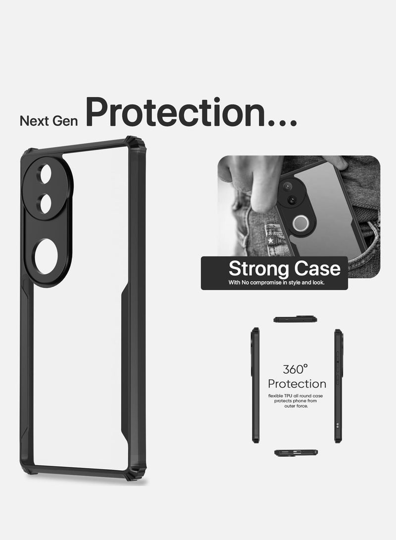 Wtech vivo V50 5G 2025 Hybrid TPU Silicone with Raised Armour Bumpers Slim Case Cover - Clear/Black - Image 5