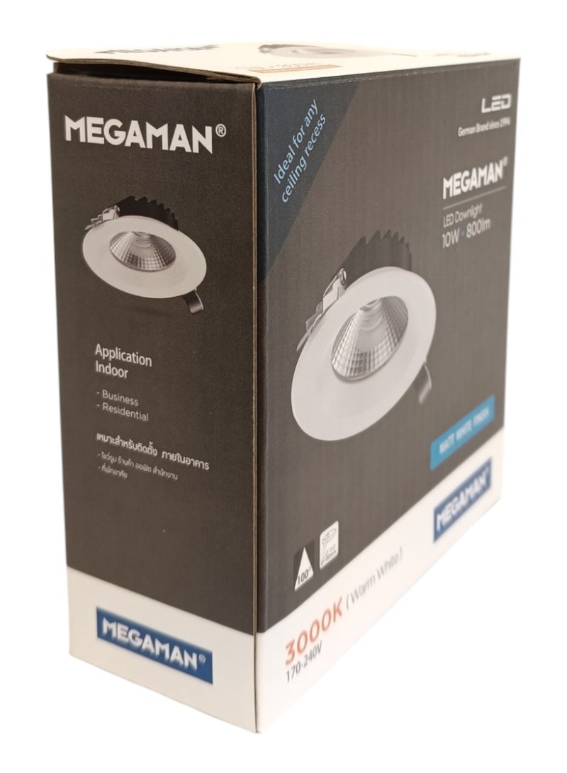 ميجامان Megaman Recessed 10W LED Downlight - Warm White(3000K)  - Image 2
