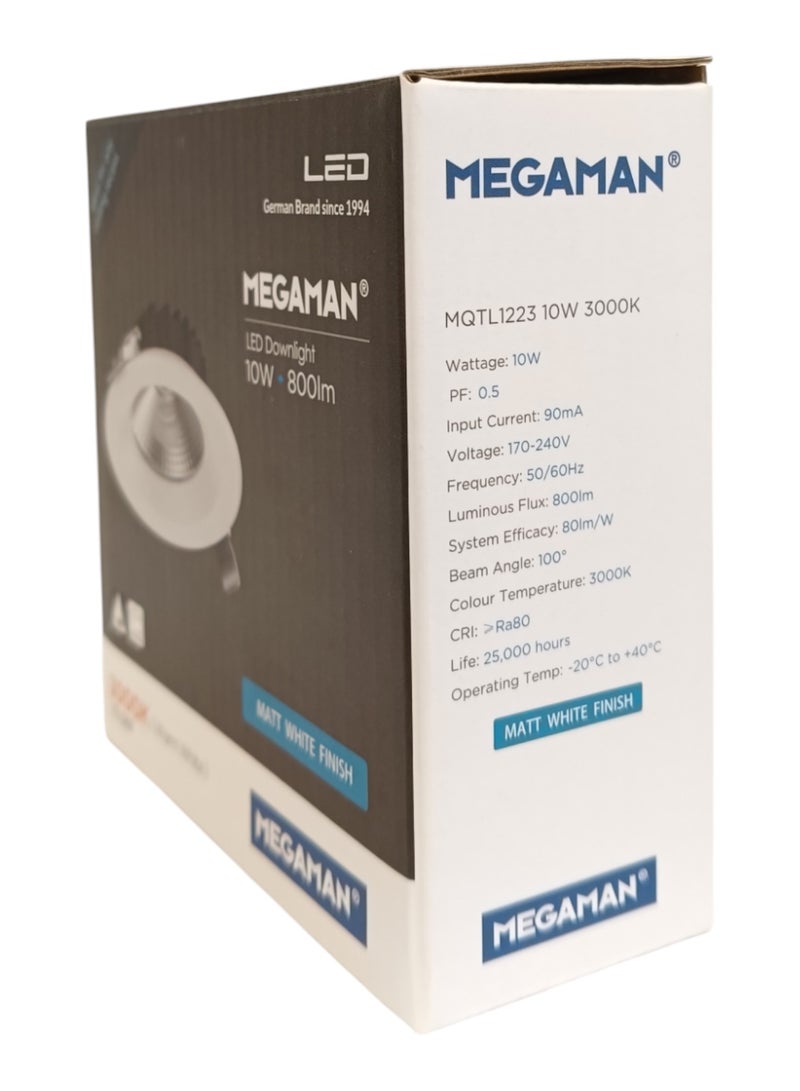 ميجامان Megaman Recessed 10W LED Downlight - Warm White(3000K)  - Image 3