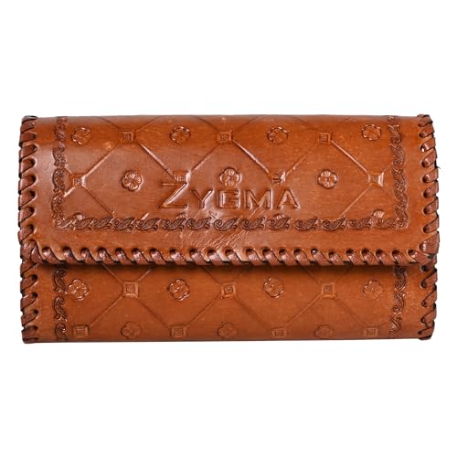 zygma Handmade Genuine Leather Clutch Purse for Women | Pure Leather Wallet | Gift for Wife, Sister, Friend & Mom (Brown) - Image 1