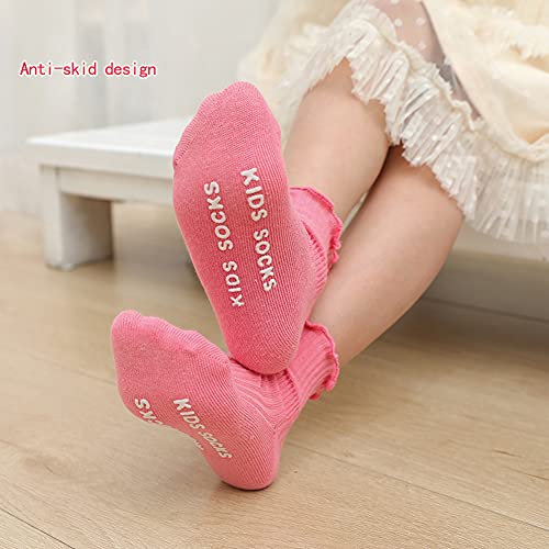 Zumou Toddler Anti Slip Non Skid Socks Little Girls Frilly Ruffle 6 Pairs (5-6 Years, Frilly 6 Pairs) - Image 2