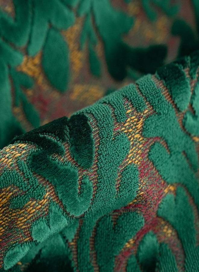 Alerfa Boho Green Floral Throw Pillow Cover 18x18 Inch Cut Velvet Sqaure Luxury Embroidered Decorative Pillow Cover for Couch Living Room Bedroom - Image 5