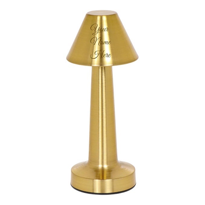 PERSONALISED TOUCH DESK LAMP METAL GOLD FINISH CUSTOMISABLE NAME