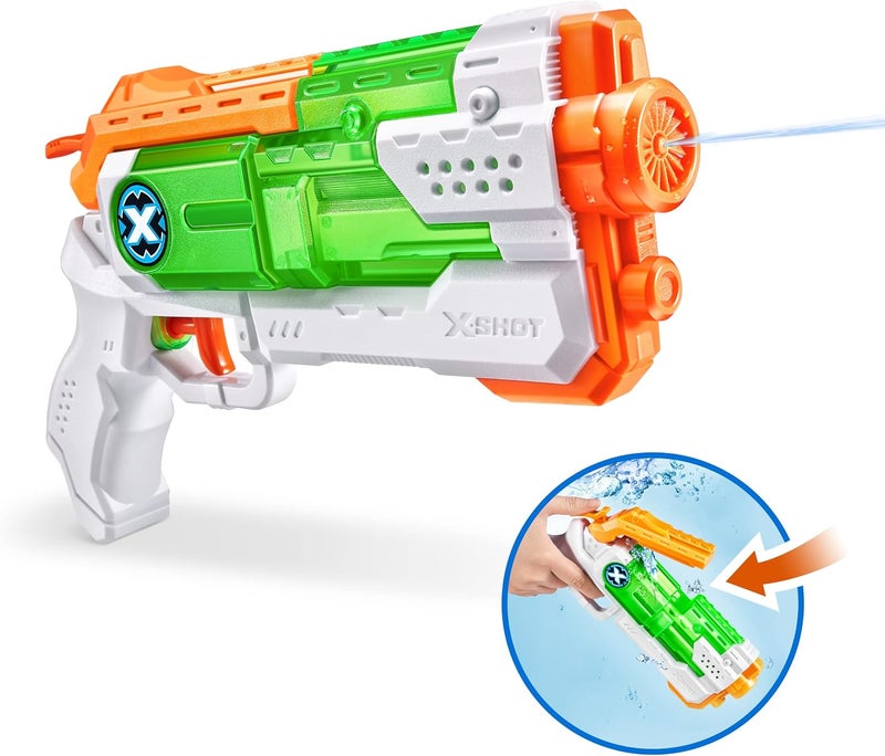 X-Shot Micro Fast-Fill Water Blaster (170 ml, Green/White/Orange) - Image 2