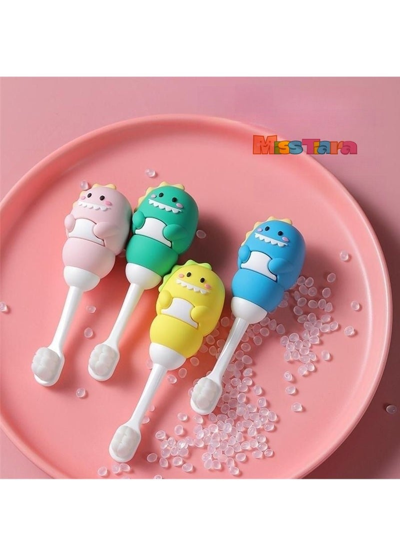 2 Pack Cartoon Dinosaur Shaped Children's Toothbrushes Suitable for children aged 1 -3 individual package
