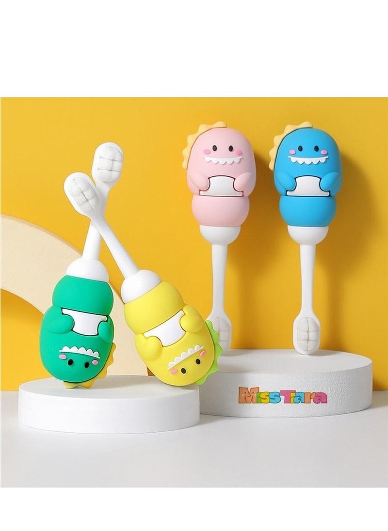2 Pack Cartoon Dinosaur Shaped Children's Toothbrushes Suitable for children aged 1 -3 individual package