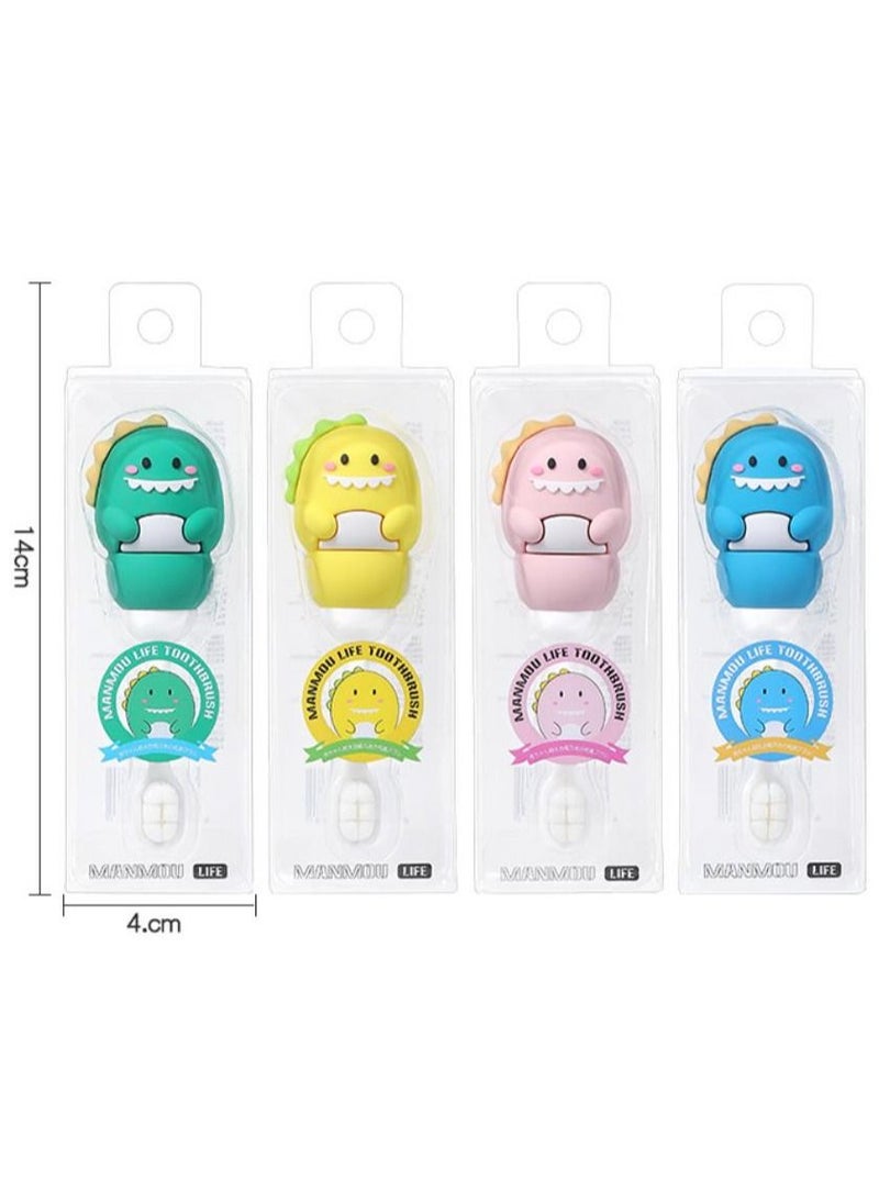 2 Pack Cartoon Dinosaur Shaped Children's Toothbrushes Suitable for children aged 1 -3 individual package