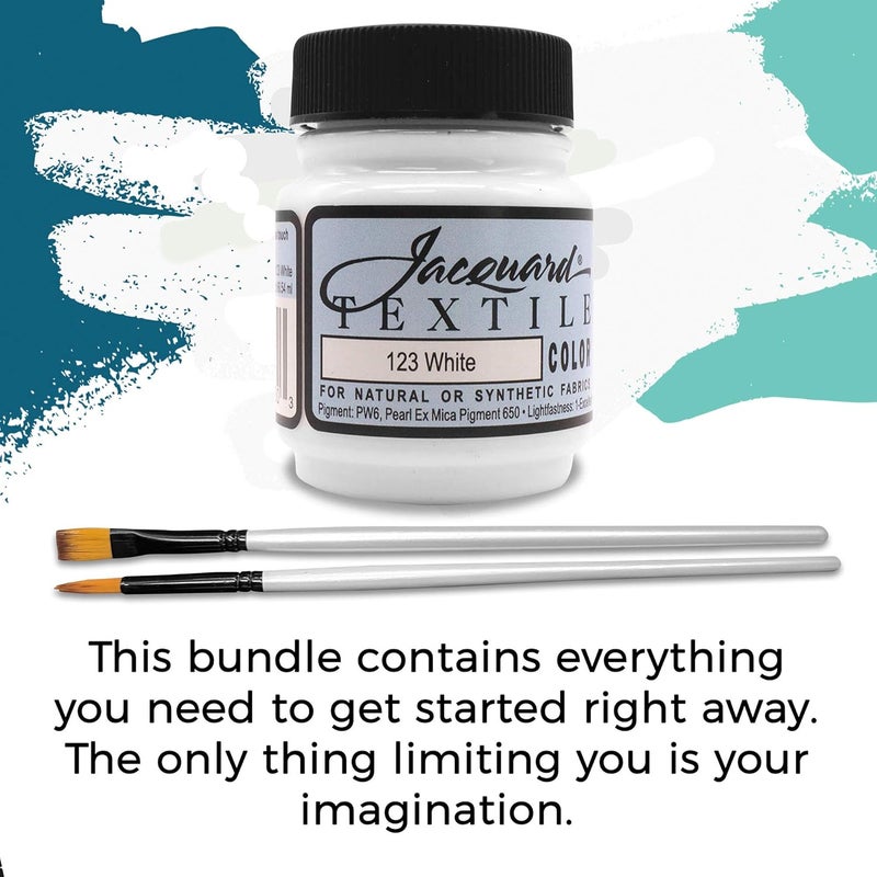 Moshify Jacquard Products White Textile Color Fabric Paint Made in USA - JAC1123 2.25-Ounces - Bundled Brush Set - Image 4