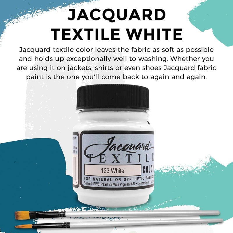 Moshify Jacquard Products White Textile Color Fabric Paint Made in USA - JAC1123 2.25-Ounces - Bundled Brush Set - Image 3