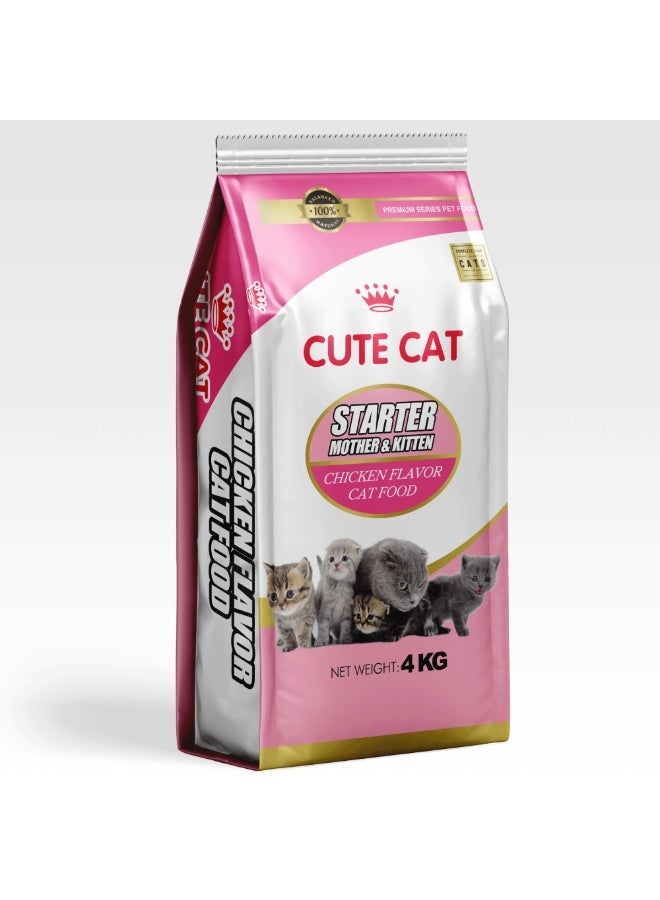 Cute Cat dry food with chicken for nursing cats and kittens 4 kg