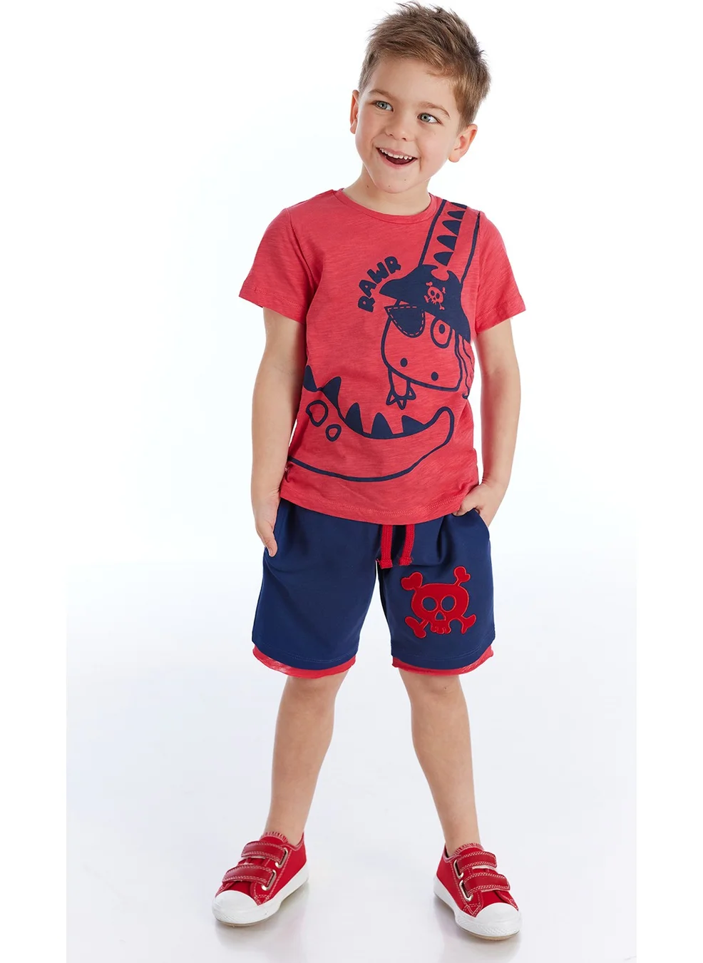 Denokids Pirate Dino Boy T-shirt Shorts Set