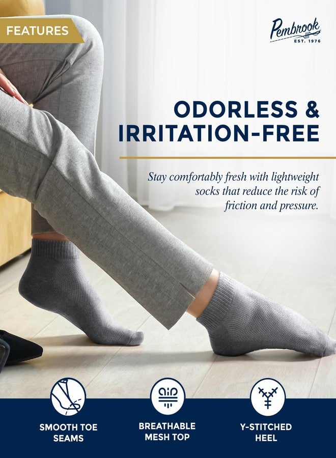 Pembrook Ankle Diabetic Socks for Men & Women - 6 Pairs | Black, White, Gray | Low Cut Stretch Top Mens Diabetic Sock | Ankle Moisture Wicking Neuropathy Socks for Men | Diabetic Socks for Men 9-12 - Image 3