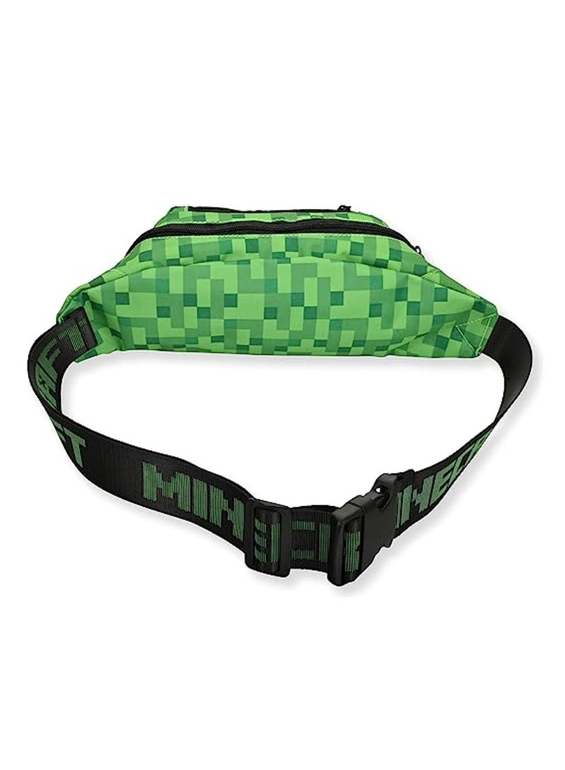 حقيبة حزمة فاني للأولاد من Minecraft - حقيبة ماينكرافت كريبر للوجه باللونين الأسود والأخضر ، قابلة للتعديل ، أسود أخضر ، مقاس واحد - Image 3