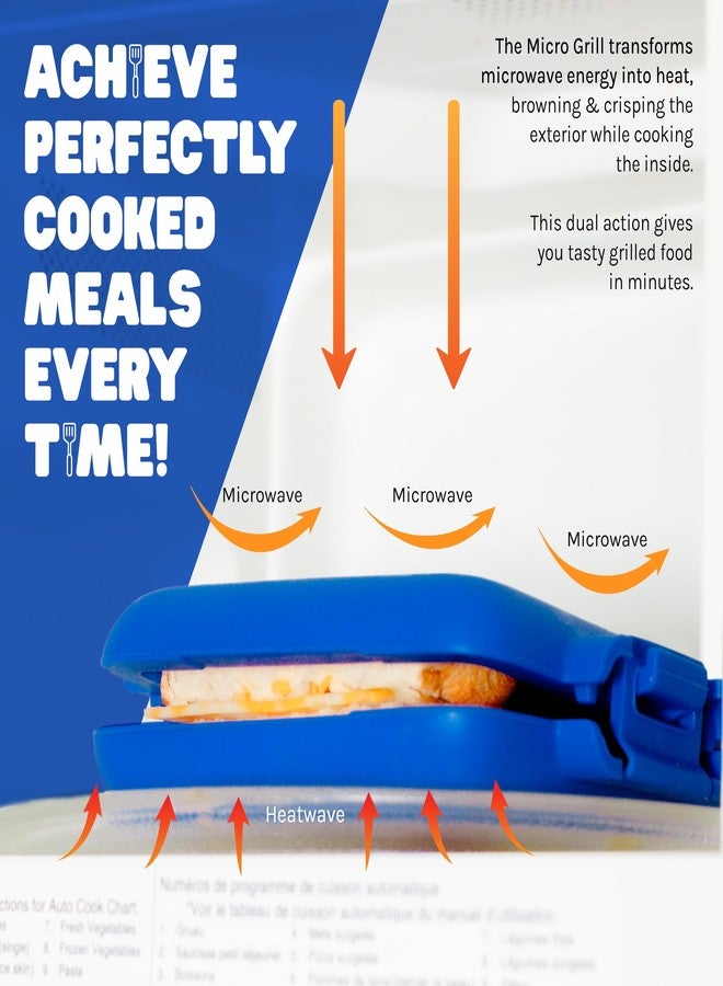 Micro Grill Microwave Sandwich Maker, Toaster, 4 Minute Grill, Grilled Cheese, Crispy, Toastie Maker, Panini Press, No Wire & Dishwasher Safe, Microwave Grill, Office, Home, Travel & School Dorms (Blue) - Image 3