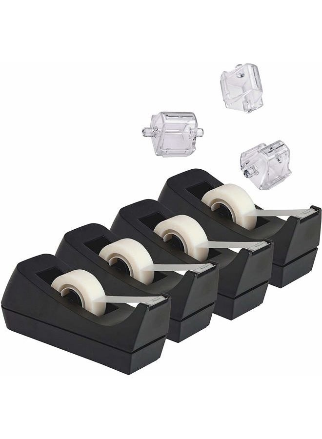 Klingy Desktop Tape Dispenser, 2-Pack, Non-Skid Base - with 3 Extra Tape Dispenser Replacement Core, Perfect for Office, Home, School - Value Pack - Image 1