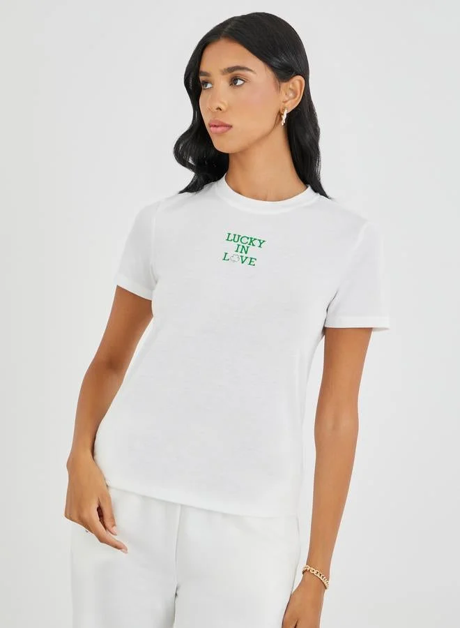 Embroidered Round Neck T-Shirt