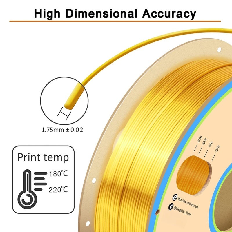 Silk PLA 3D Printer Filament 1KG White: Metallic Glossy Finish - 100% Non-Knotted Warp-Free for FDM/FFF 3D Printers Figurine Decoration Gift Printing - Image 5