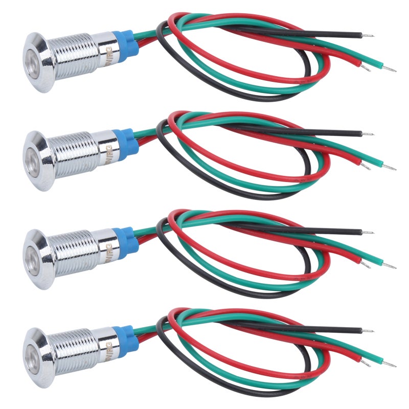 LED Indicator Light: 2Color Red & Green, IP67 Waterproof, IK10 Anti-Collision, Uniform Luminescence, 10,000+ Hours Life - Common Anode, CNC Formed Metal Shell for CNC Machine Tool, Industrial Control - Image 2