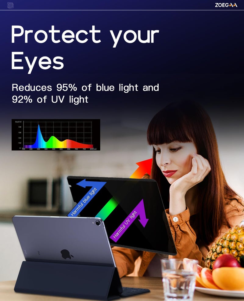 ZOEGAA Privacy Screen Protector iPad Pro 12.9, Privacy Screen Protector Compatible with iPad Pro 12.9 (2022/2021/2020/2018 Models), Magnetic Removable & Reusable Anti Blue Light Filter - Image 4